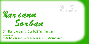 mariann sorban business card